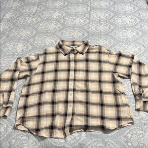 Maurices Beige and Black Plaid Casual Shirt